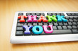 Thank you message on the keyboard