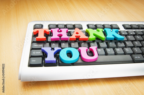 Photo: Thank you message on the keyboard Thank you message on the keyboard
