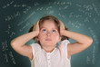Photo: Little girl on green background Little girl on green background