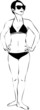 a sketch of a girl in sunglasses and black bikini