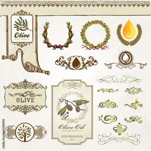 Vector: Collection of olive elements Collection of olive elements