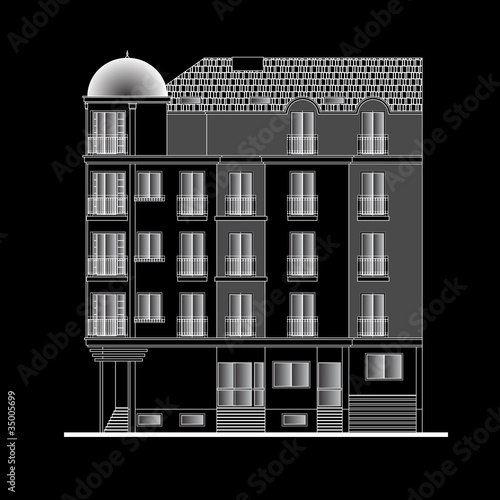 Vector: building facade, vector building facade, vector