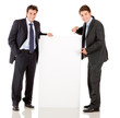 Business men with banner