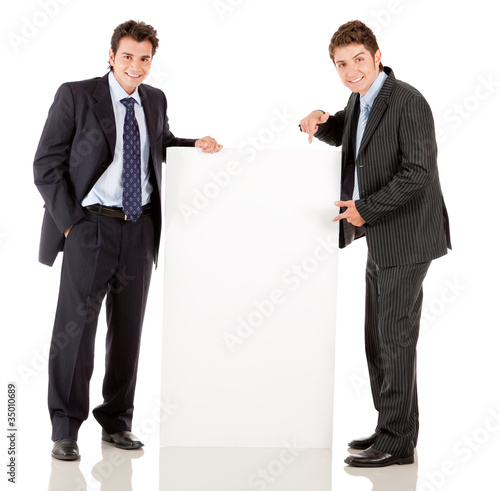 Photo: Business men with banner Business men with banner