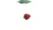 Strawberrie splashing into water in slow-motion