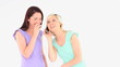Excited young women with a phone