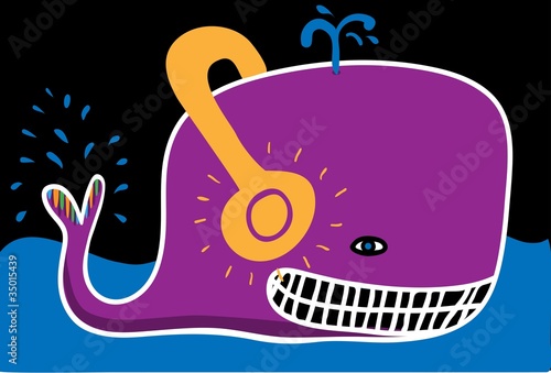 Vector: Whale with headphones Whale with headphones