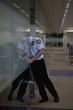 Hispanic security guard checking office