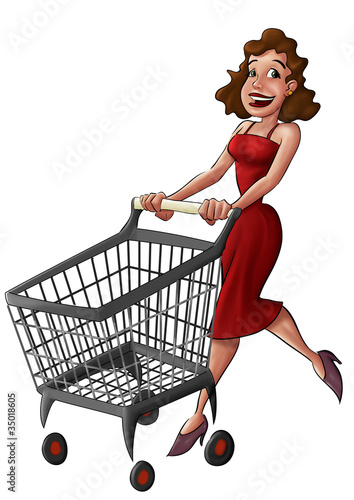 Ilustração: woman in a supermarket woman in a supermarket