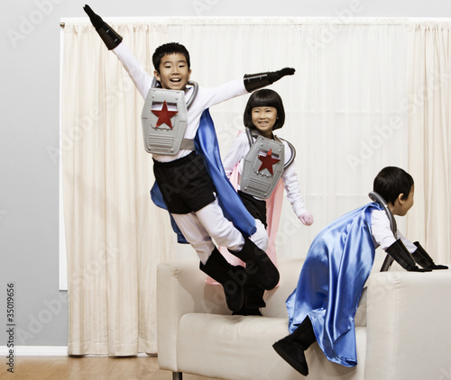 Photo: Korean children in superhero costumes Korean children in superhero costumes