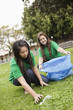 Students picking litter on school grounds
