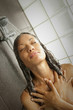 South African woman taking shower