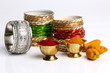 turmeric powder , indian spice with bangles.