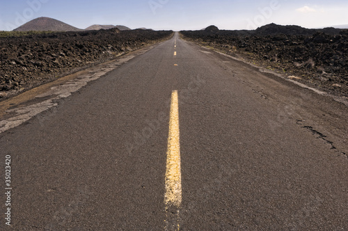 Photo: Highway through barren landscape Highway through barren landscape