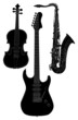 set of three music instruments isolated on white set of three music instruments isolated on white