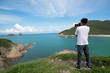 photographer takes a photo of the landscape