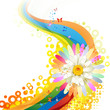 Colorful background with butterflies and flower Colorful background with butterflies and flower