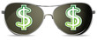 sunglasses with green dollar sign