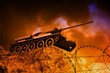 Old tank on the battlefield