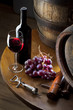 still life with red wine on table