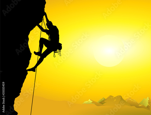 Vector: Bergsteiger an einer Felswand Bergsteiger an einer Felswand