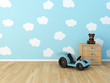 clouds painted baby room