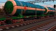 Freight train with petroleum tank cars Freight train with petroleum tank cars