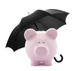 Financial insurance. Piggy bank with umbrella Financial insurance. Piggy bank with umbrella