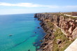 The monumental cliffs at coast near Sagres point in Portugal