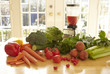 Foto: Variety of vegetables with blender Variety of vegetables with blender