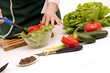 woman is preparing salad