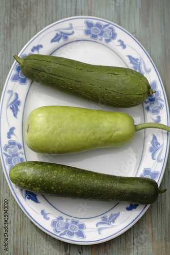 Photo: Variety of Asian squash on platter Variety of Asian squash on platter