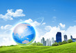 Green planet against blue sky and clean nature Green planet against blue sky and clean nature