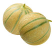 Two melons Cantaloup , isolated on white Two melons Cantaloup , isolated on white