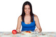 Attractive girl eating a apple