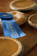 First place ribbon on homemade pie
