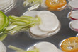 Close up of sliced vegetables