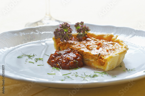 Photo: Red pepper flan with tomato chutney Red pepper flan with tomato chutney
