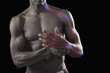 African American athlete with glowing arm