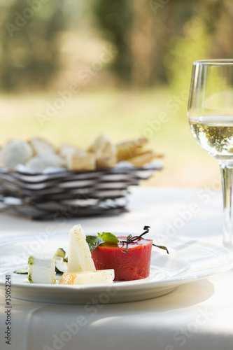 Photo: Italian cheese plate with tomato aspic Italian cheese plate with tomato aspic