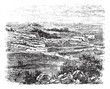 Bethel village, Jerusalem, vintage engraving.