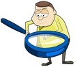man with big magnifying glass