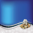 Christmas blue greeting with bells and bow Christmas blue greeting with bells and bow
