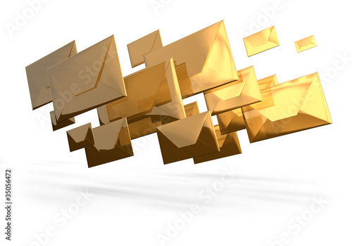 Illustration: Enveloppes 3d envoi courrier e-mail Enveloppes 3d envoi courrier e-mail