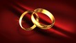 Gold rings against a red fabric