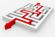 Red arrow going through the maze.