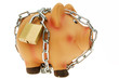 Sparschwein mit Kette und Schloß gesichert