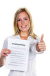 Photo: Frau mit Arbeitsvertrag Frau mit Arbeitsvertrag