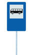 Bus Stop Sign post pole traffic road roadsign blue isolated