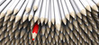 white pencil crayons with stand out red pencil